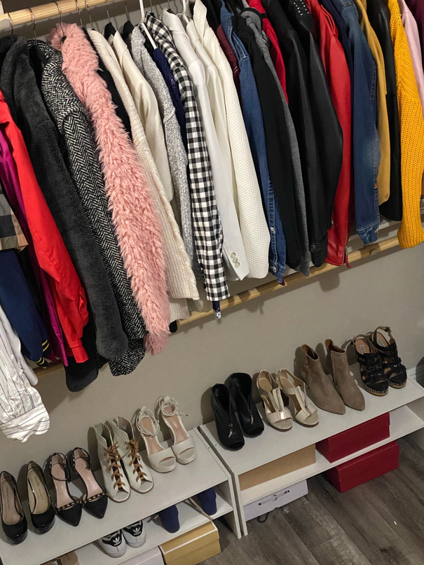 Clean clothes in closet
